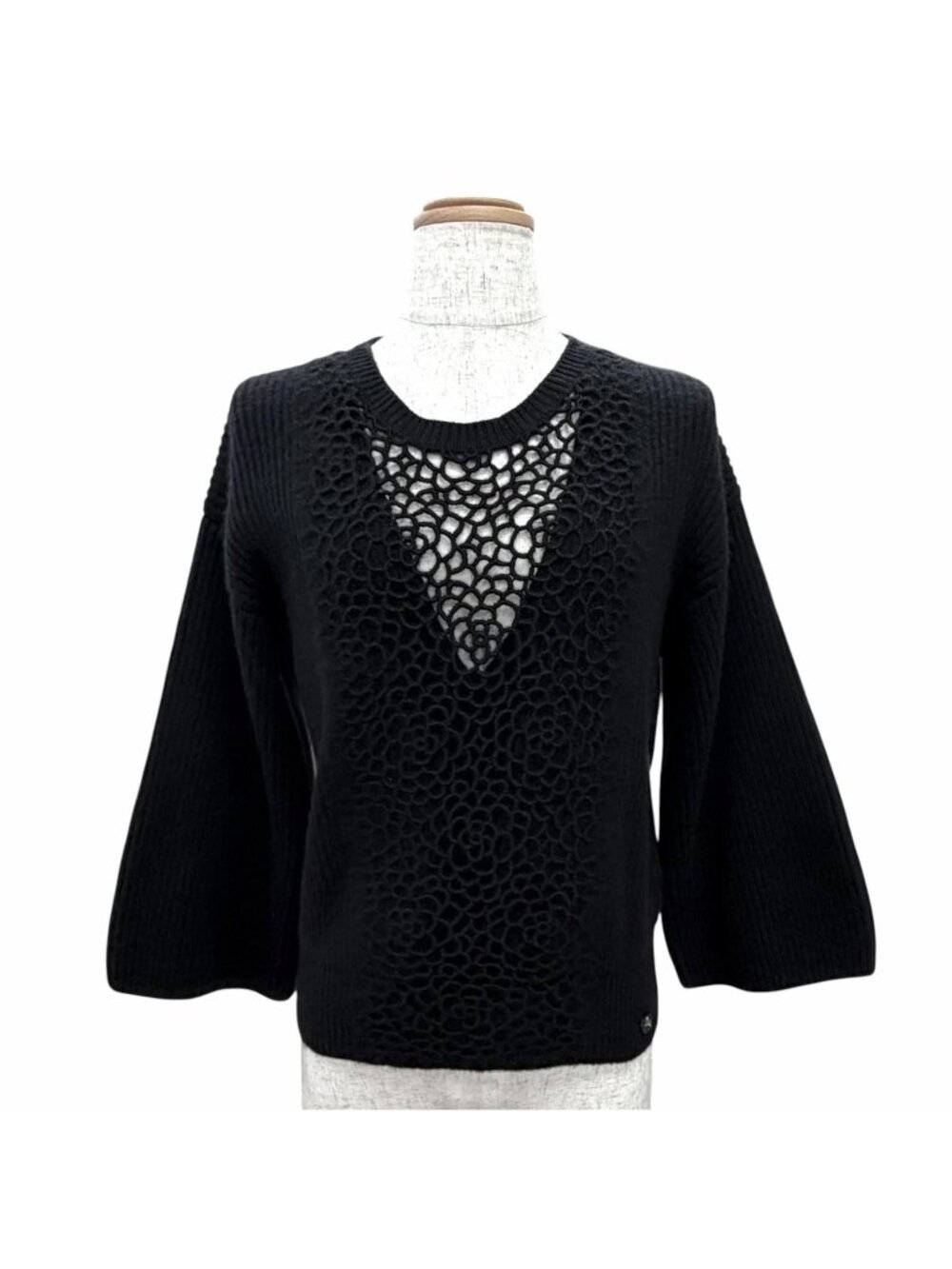 Chanel Cashmere 100% CC Logo Lion Camellia Design Long Sleeve Knit Sweater